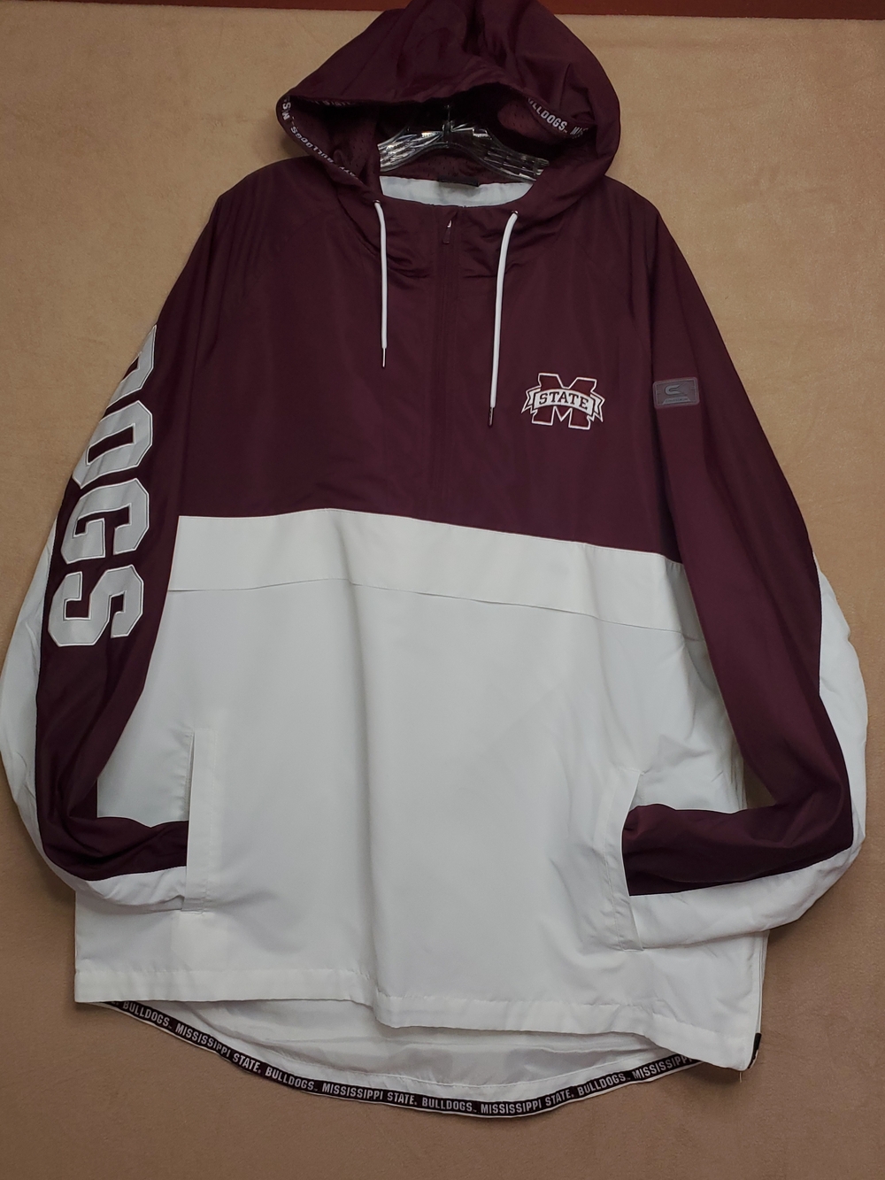 Colosseum Maroon and White Pullover Windbreaker Jacket